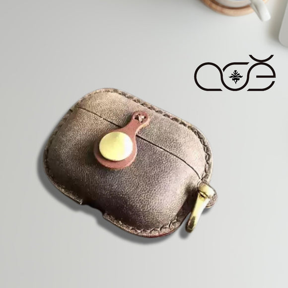 Handmade Premium Raw Antelope Hide Leather Earphone Case for AirPods Pro/ Pro 2/ AirPods 3/ 4, Leather AirPods Case One-piece with Buckle