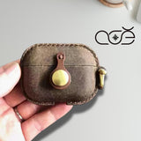 Handmade Premium Raw Antelope Hide Leather Earphone Case for AirPods Pro/ Pro 2/ AirPods 3/ 4, Leather AirPods Case One-piece with Buckle