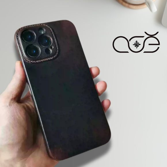 Handmade Vintage Cowhide Leather iPhone Case for iPhone 16 Pro/ iPhone 15 Pro/ iPhone 14 Pro/ iPhone 13 Pro, Engraving iPhone Case, Gift