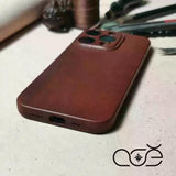 Handmade Premium Cowhide Leather iPhone Case for iPhone 16/ iPhone 15/ iPhone 14/ iPhone 13, Custom Engraving Leather iPhone Case, Gift 2025