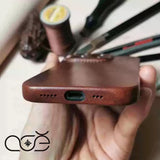 Handmade Premium Cowhide Leather iPhone Case for iPhone 16/ iPhone 15/ iPhone 14/ iPhone 13, Custom Engraving Leather iPhone Case, Gift 2025