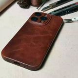 Handmade Premium Cowhide Leather iPhone Case for iPhone 16/ iPhone 15/ iPhone 14/ iPhone 13, Custom Engraved Leather iPhone Case, Gift 2025