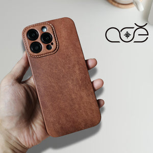 Handmade Retro Cowhide Leather iPhone Case for iPhone 16 Pro/ iPhone 15 Pro/ iPhone 14 Pro/ iPhone 13 Pro, Engraving iPhone Case, Gift