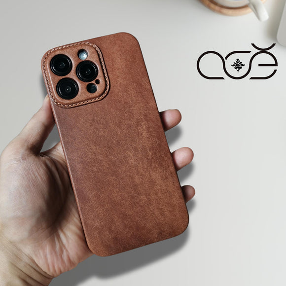 Handmade Retro Cowhide Leather iPhone Case for iPhone 16 Pro/ iPhone 15 Pro/ iPhone 14 Pro/ iPhone 13 Pro, Engraving iPhone Case, Gift