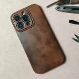 Handmade Premium Cowhide Leather iPhone Case for iPhone 16/ iPhone 15/ iPhone 14/ iPhone 13, Custom Engraved Leather iPhone Case, Gift 2025