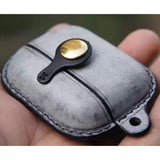 Handmade Premium Cowhide Leather Earphone Case for AirPods Pro/ Pro 2/ AirPods 3/ AirPods 4, Leather AirPods Case One-piece with Buckle