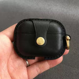 Handmade Premium Cowhide Leather Earphone Case for AirPods Pro/ Pro 2/ AirPods 3/ AirPods 4, Leather AirPods Case One-piece with Buckle
