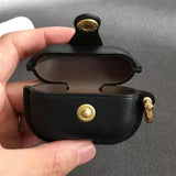 Handmade Premium Cowhide Leather Earphone Case for AirPods Pro/ Pro 2/ AirPods 3/ AirPods 4, Leather AirPods Case One-piece with Buckle