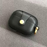 Handmade Premium Cowhide Leather Earphone Case for AirPods Pro/ Pro 2/ AirPods 3/ AirPods 4, Leather AirPods Case One-piece with Buckle