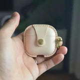 Handmade Premium Original Cowhide Leather Earphone Case for AirPods Pro/ Pro 2/ AirPods 3/ 4, Leather AirPods Case One-piece with Buckle