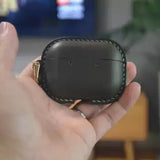 Handmade Premium Army Green Cowhide Leather Earphone Case for AirPods Pro/ Pro 2/ AirPods 3/ 4, Leather AirPods Case One-piece with Buckle
