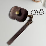 Handmade Premium Raw Antelope Hide Leather Earphone Case for AirPods Pro/ Pro 2/ AirPods 3/ 4, Leather AirPods Case One-piece with Buckle