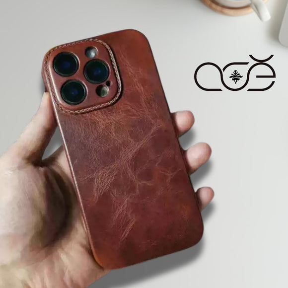 Handmade Premium Cowhide Leather iPhone Case for iPhone 16/ iPhone 15/ iPhone 14/ iPhone 13, Custom Engraved Leather iPhone Case, Gift 2025