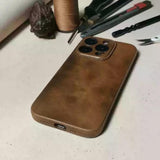 Handmade Premium Cowhide Leather iPhone Case for iPhone 16/ iPhone 15/ iPhone 14/ iPhone 13, Custom Engraved Leather iPhone Case, Gift 2025