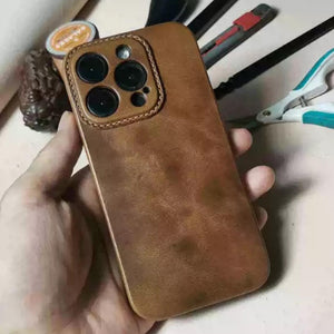 Handmade Premium Cowhide Leather iPhone Case for iPhone 16/ iPhone 15/ iPhone 14/ iPhone 13, Custom Engraved Leather iPhone Case, Gift 2025