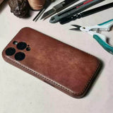Handmade Italian Leather iPhone Case: Custom Engraving, MagSafe Option, iPhone 17 Pro Max/ iPhone 16 Pro/15 Pro/14 Pro/13 Pro