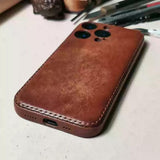 Handmade Italian Leather iPhone Case: Custom Engraving, MagSafe Option, iPhone 17 Pro Max/ iPhone 16 Pro/15 Pro/14 Pro/13 Pro