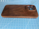 Handmade Cowhide Leather iPhone Case: Custom Engraved, iPhone 17 Pro/ iPhone 16 Pro/15 Pro/14 Pro/13 Pro