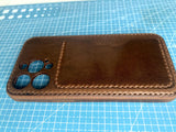 Handmade Cowhide Leather iPhone Case with Card Slot, Custom Engravings, iPhone 17 Pro/ iPhone 16 Pro/15 Pro/14 Pro/13 Pro