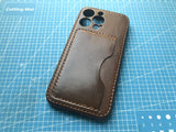 Handmade Cowhide Leather iPhone Case with Card Slot, Custom Engravings, iPhone 17 Pro/ iPhone 16 Pro/15 Pro/14 Pro/13 Pro