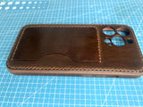 Handmade Cowhide Leather iPhone Case with Card Slot, Custom Engravings, iPhone 17 Pro/ iPhone 16 Pro/15 Pro/14 Pro/13 Pro