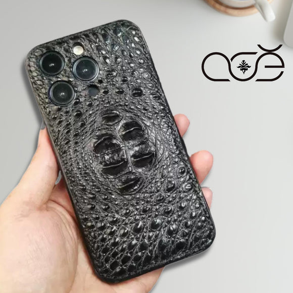 Alligator Leather iPhone Case: Handmade Vegetable Tanned iPhone Cover,  Fits for iPhone 17/ iPhone 16/ iPhone 15 Pro/ iPhone 14 Pro/iPhone 13 Pro