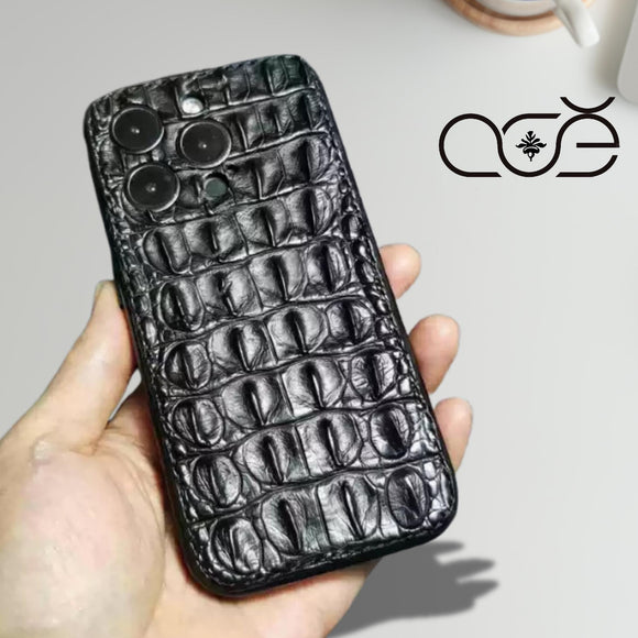Alligator Leather iPhone Case: Handmade Vegetable Tanned iPhone Cover,  Fits for iPhone 17/ iPhone 16/ iPhone 15 Pro/ iPhone 14 Pro/iPhone 13 Pro