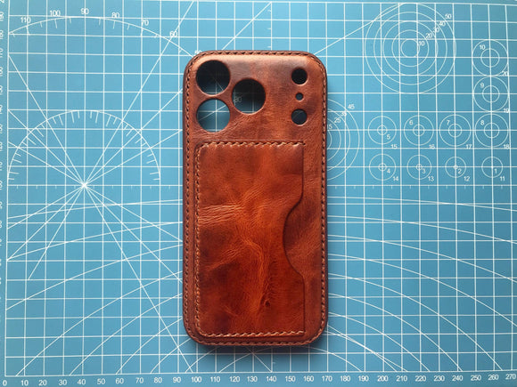 Handmade Premium Cowhide Leather iPhone Case for iPhone 17/ iPhone 16/ iPhone 15/ iPhone 14/ iPhone 13, Custom Engraved Leather iPhone Case