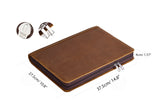 Logo Custom 3 Distressed Vintage Leather 3 Ring Binder with Clipboard