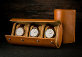 3-Slot Vintage Vegan Leather Watch Roll, Dispatchable Watch Storage Box, Gift