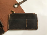 Custom Crazy Horse Leather Purse with Divided Inside Wallet, Slim Long Leather Wallet with Buckle