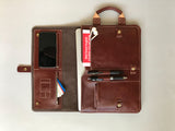 Handmade Stylish Slim Genuine Cowhide Leather Briefcase, Leather Business Portfolio/ iPad Holder/ Laptop Case