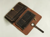 Custom Crazy Horse Leather Purse with Divided Inside Wallet, Slim Long Leather Wallet with Buckle