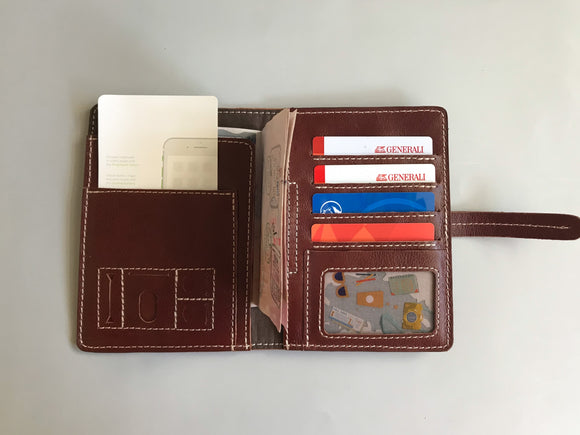 Personalized Handmade Genuine Leather Passport Holder, Slim Leather Wallet with SIM/ SD Card Slots