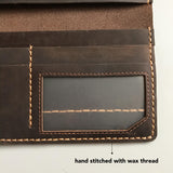 Personalised Crazy Horse Leather Wallet with Multi Card Slots, Slim Long Wallet