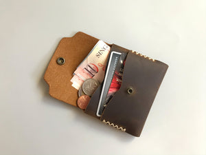 Unique Handmade Personalised Retro-look Crazy Horse Leather Coin Wallet, Slim Leather Card/ Coin Holder