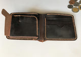 Custom Crazy Horse Leather Wallet, Engraved Leather Card Wallet with Flip Coin Pocket