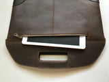 Handmade Minimalist Slim Genuine Cowhide Leather Briefcase, Leather Business Portfolio/ Handbag/ iPad Holder/ Laptop Case