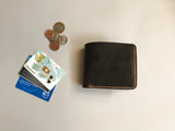 Custom Crazy Horse Leather Wallet, Engraved Leather Card Wallet with Flip Coin Pocket