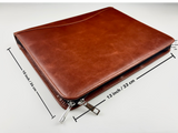 Vintage Genuine Leather Portfolio, Customised Padfolio, Letter Size Zippered Business Organizer, Birthday Gift (Sangria Red)