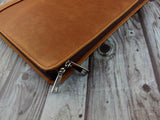 Engraving Custom for 4-Ring Binder Vintage Leather Padfolio with Zipper, A4 Notepad Organizer