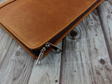 4-Ring Binder Vintage Leather Padfolio with Zipper, A4 Notepad Organizer