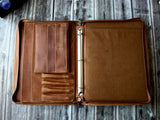 Vintage 3-Ring Binder Portfolio, Handmade Leather Holder for A4/ Legal Pad/Notepad Padfolio