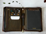 Vintage Custom Crazy-Horse Leather Padfolio with Clipboard, A5 File Folder