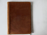 Logo Custom 3 Distressed Vintage Leather 3 Ring Binder with Clipboard