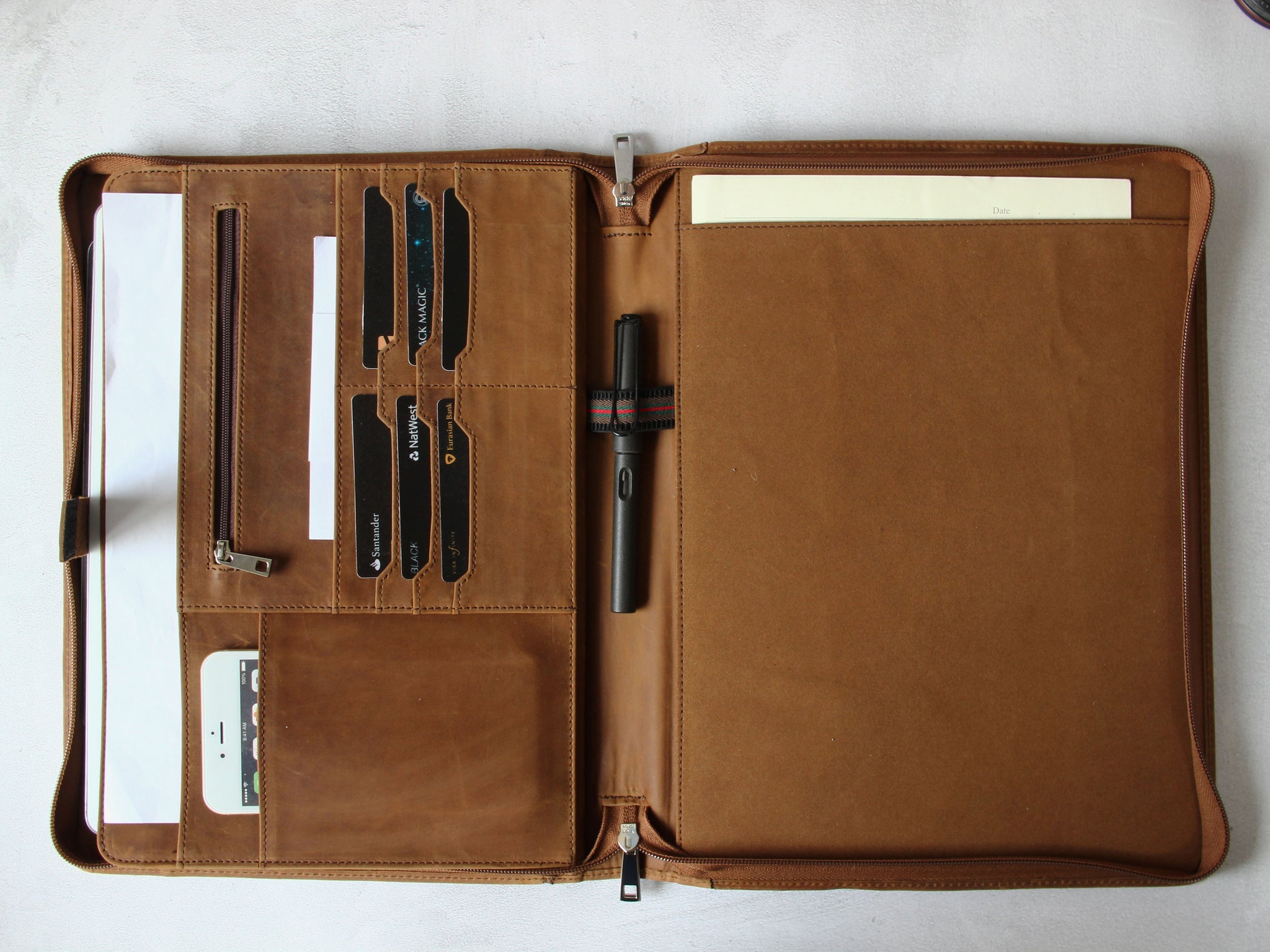 Leather Portfolio, Personalized Leather Organizer, Document Holder