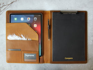 Handmade Crazy-horse Leather Clipboard Portfolio, A4 File Folder, Business Notepad Folio Letter Size