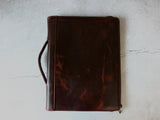 Vintage Personalised Leather Portfolio with Handle, Zippered Business Organiser, Padfolio for A4 Letter Size Notepad