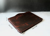 Vintage Personalised Leather Portfolio with Handle, Zippered Business Organiser, Padfolio for A4 Letter Size Notepad