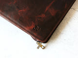 Vintage Personalised Leather Portfolio with Handle, Zippered Business Organiser, Padfolio for A4 Letter Size Notepad